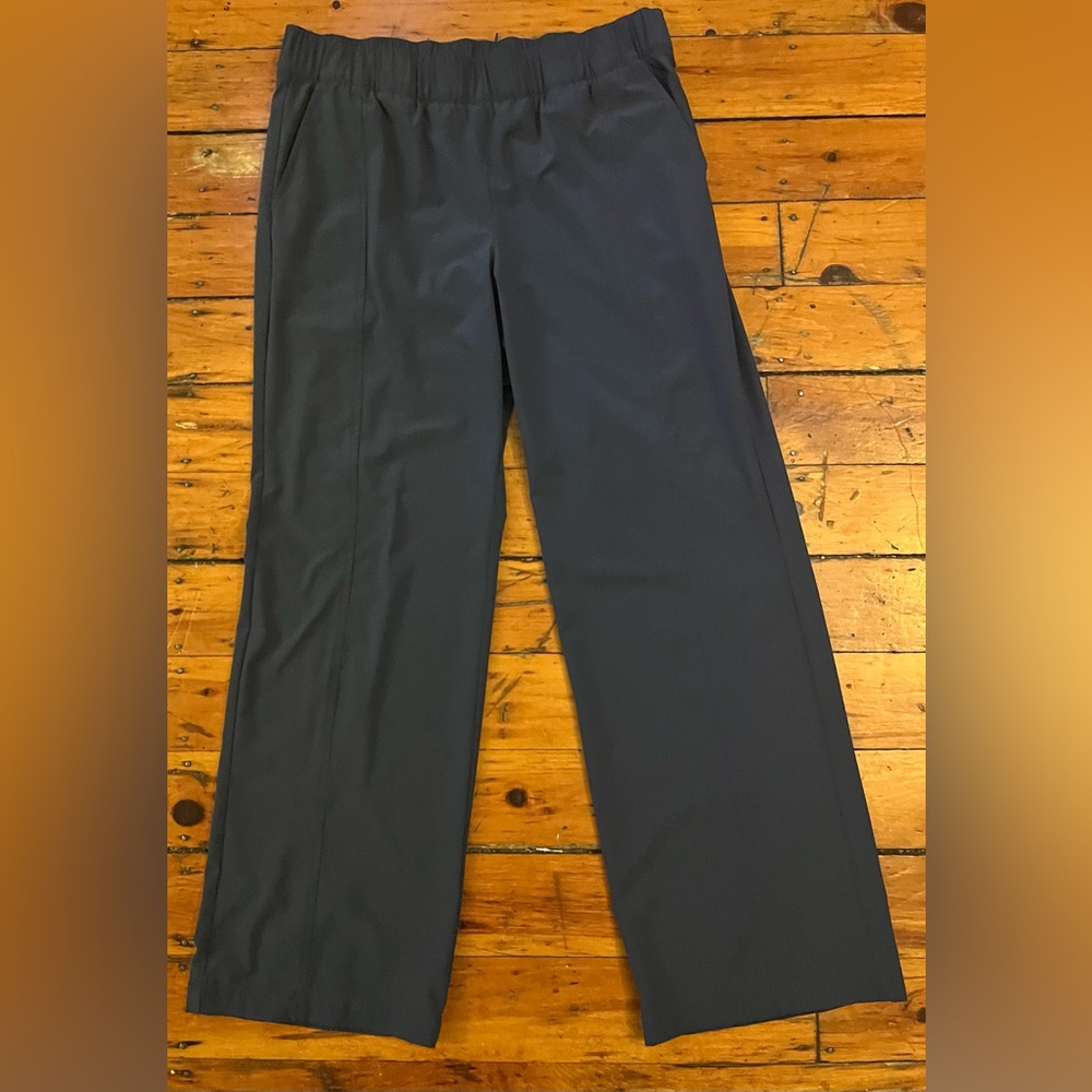 T By Talbots Women’s Straight Leg Pants Wide Waistband Full Length Navy (MP)